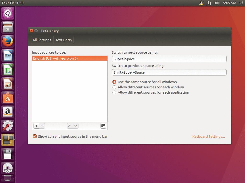 Setup of Typing Booster on the Unity desktop of Ubuntu 16.04